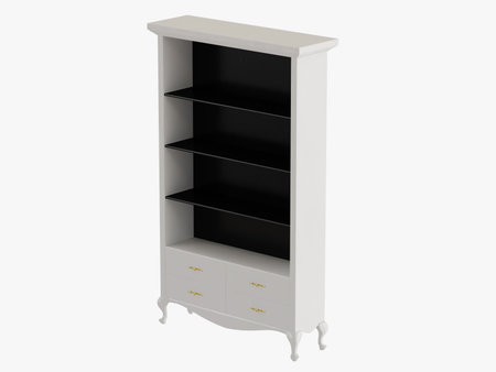 White closet with black shelves 3d renderingの写真素材