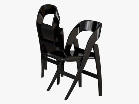 Two black folding chair 3d rendering on a white backgroundの写真素材
