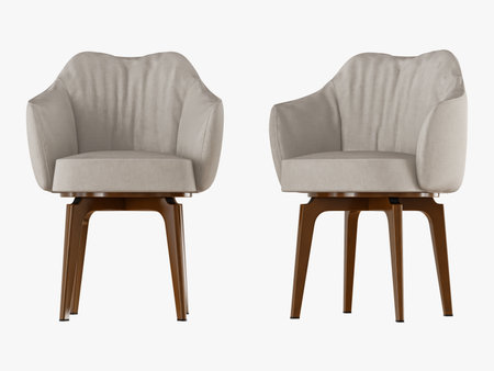 Two chair with wooden legs 3d renderingの写真素材