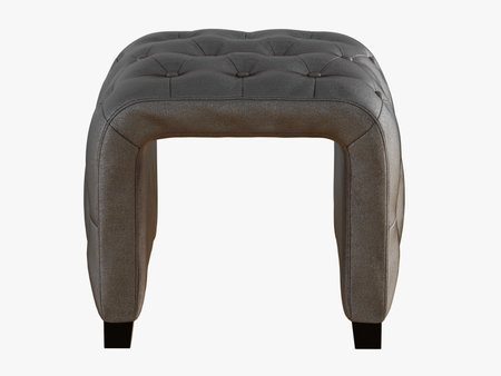 Smoll gray pouf capitone 3d rendering on a white backgroundの写真素材