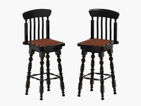 Two bar stool black paint on a white background 3d renderingの写真素材