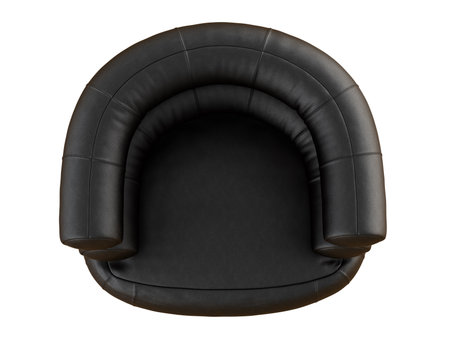 Soft black leather chair with backrest from cylinders 3d renderingの写真素材
