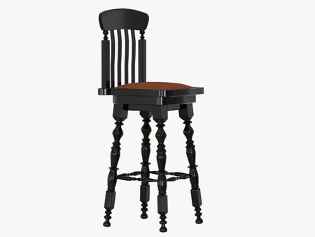 Bar stool black paint on a white background 3d renderingの写真素材