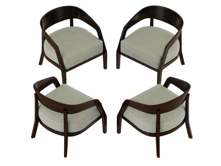 Four chairs with a soft seat in a circleの写真素材