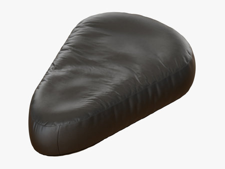 Large leather black pouf with rounded ends 3d renderingの写真素材