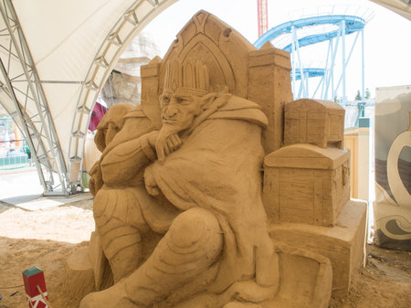 Sculptures of characters from Russian fairy tales made from sand. Russia Sochi 06 22 2019のeditorial素材