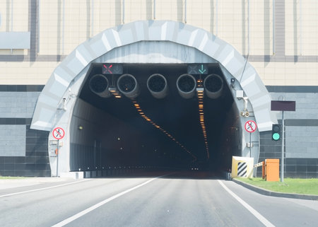 Entrance to the tunnel in the afternoon direction Sochiの写真素材