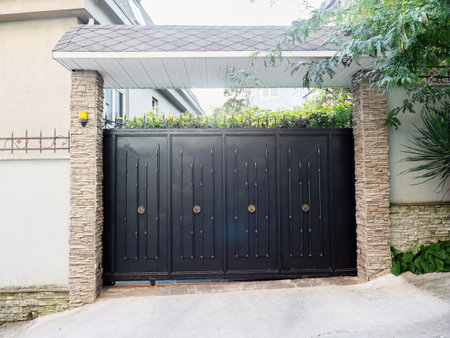 Black gates with forging elements under the visor