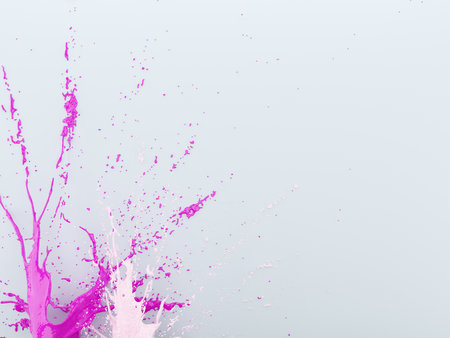 Bright splashes of pink and white paint on a light background. 3D renderingの写真素材