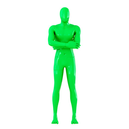 A male faceless mannequin of green color. 3d renderingの写真素材
