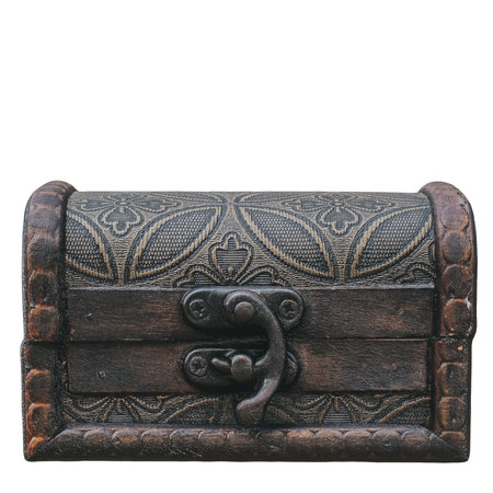 Small decorative wooden box on an isolated background. 3d rendering
