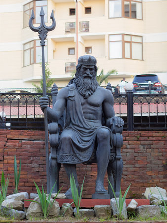 Russia, Sochi 21.05.2022. Statue of Neptune with a trident in his hand. mythical god of the seaのeditorial素材