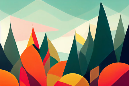 Abstract forest landscape. Style modernism. Flat illustration. Digital illustrationの写真素材