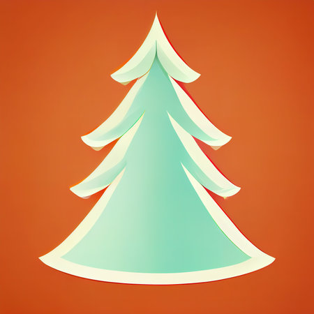 Beautiful Christmas tree. Flat illustration. Digital illustrationの写真素材