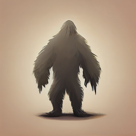 Gray hairy monster bigfoot. Yeti. Flat illustration. Digital illustrationの写真素材