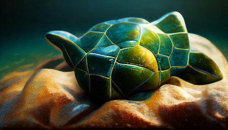 A creature with a turtle shell at the bottom of the sea. AI-generatedの写真素材