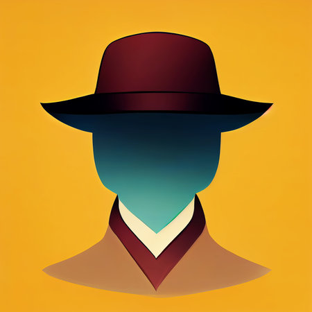 Portrait of a faceless man in a hat. Flat illustrated template. AI-generatedの写真素材