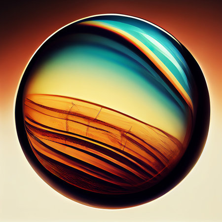 A ball with earth and sky inside. Magic glass transparent ball. Life in a transparent...