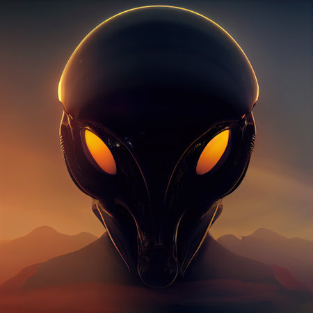 Evil alien creature portrait. Portrait of an alein humanoid. Creature from an extraterrestrial civilization. AI-generatedの写真素材