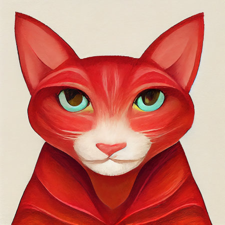 Stylized portrait of a red cat. Painting imitation. Digital illustration. AI-generatedの写真素材