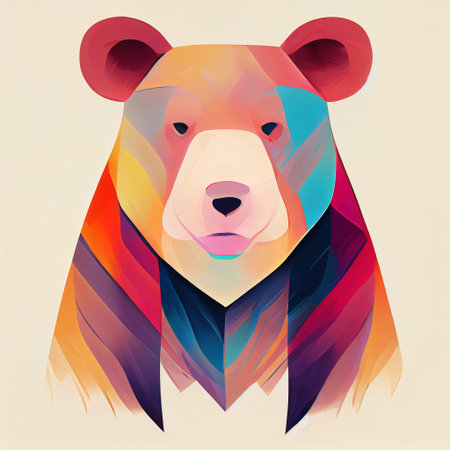 Multicolor stylized bear. Abstract colorful bear. A simple illustration. AI-generatedの素材