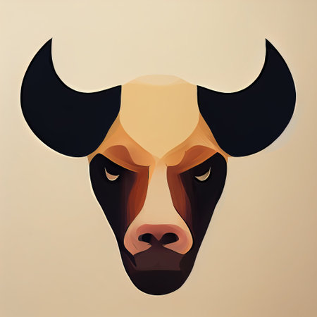 Muzzle of an angry bull. Decorative bulls head. A simple illustration. AI-generatedの素材