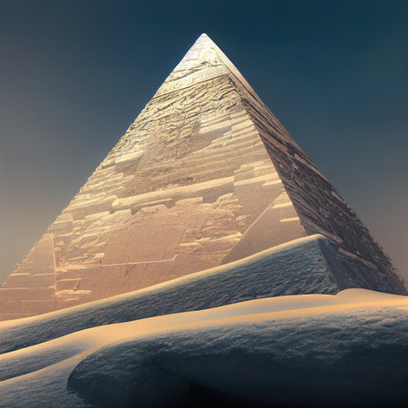 The frosty pyramid. A surreal depiction of an Egyptian landmark. AI-generatedの写真素材