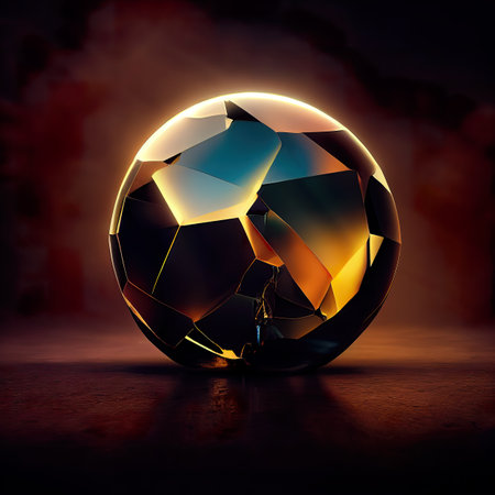 A twilight of destruction. The shattered beauty of a crystal globe. AI-generatedの写真素材