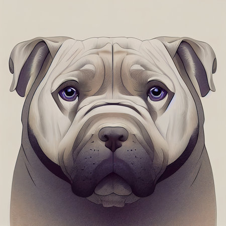 Head of a cute wrinkled purebred puppy. Portrait of a Shar Pei puppy. AI-generatedの素材