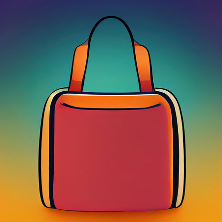 Handbag on a gradient background. Cloth simple bag colored icon. Front view. AI-generatedの素材