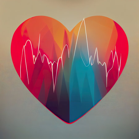 Multicolor beating heart. Stylized iridescent heart. Abstract heart stylization. AI-generatedの写真素材