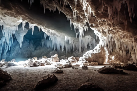 Natures frozen elegance. An expedition through the subterranean stalactiteの素材