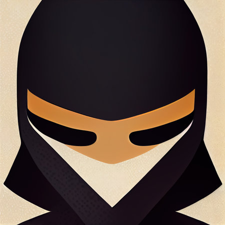Ink bound mastery. Abstract portrait of a ninja, dominating the full frame. AIの素材