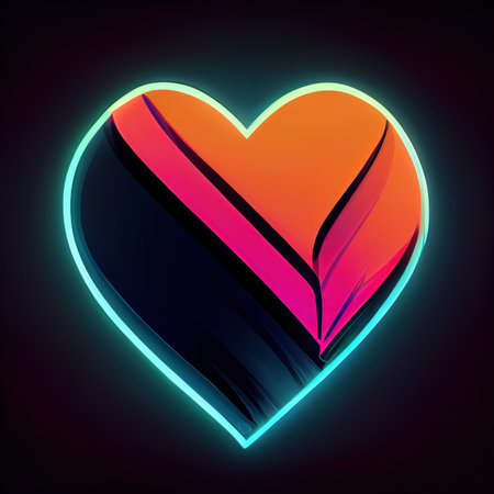 Aurora of passion. The neon hearts mesmerizing brilliance, painted withの素材