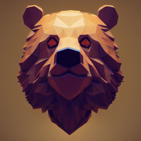 Natural beauty and artistry. A detailed textured brown bear head wall decorationの素材