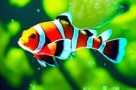 Underwater carnival. The clownfishs whimsical bubble adventure. bubbly blissの素材