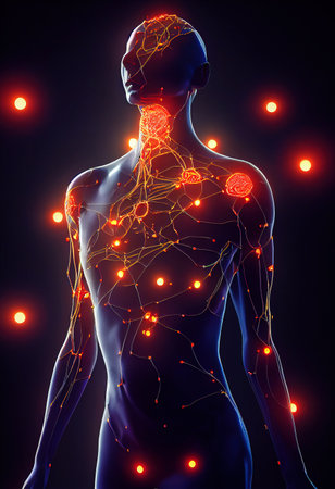 Man is neurons. The figure of a man from neurons. Technologies of the futureの素材