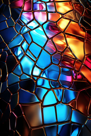 Warm to Cool Transition in Stained Glass Mosaic. AI generationの素材