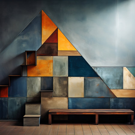 Abstract geometric staircase design. AI generationの素材