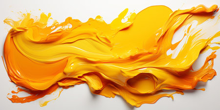 Vivid yellow and orange paint flows. AI generationの素材