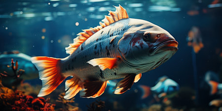 Majestic fish against a sea backdrop. AI generationの素材