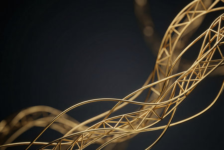 Abstract golden lines and geometric truss structures.の素材