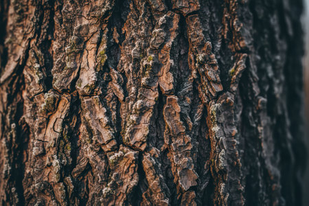 Rough texture of a tree bark with moss and lichen.の素材