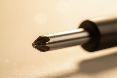 Close-up of a metal screwdriver bit.の素材
