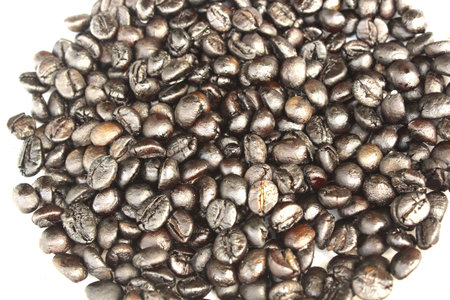 coffee beans it on the  white backgroundの写真素材