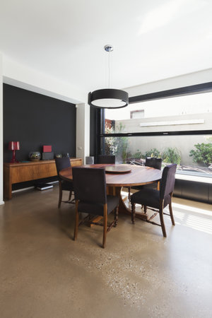 Dining room extension in contemporary architect designed homeの写真素材