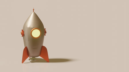 Rocket with a light background. 3D illustration. 3D CG. High resolution.の写真素材