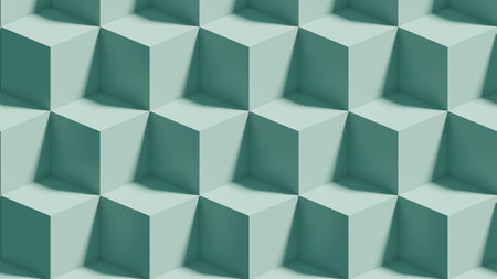 3d rendering, seamless geometric background, green cube pattern, minimal designの写真素材
