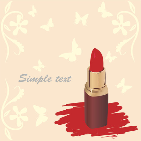red lipstick on a background of butterfliesのイラスト素材