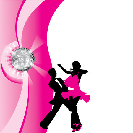 dance couple in the rays of spotlightsのイラスト素材